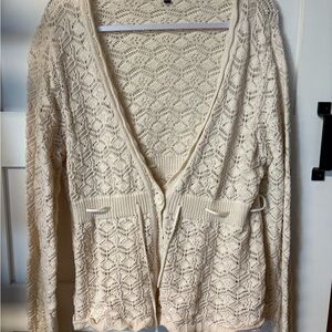 Dalia Cream Open-Knit V-Neck Cardigan